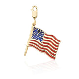 14k Gold Enamel American Flag Charm