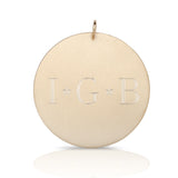 14k Gold Initial Disc Pendant with Engraved Hearts or Stars