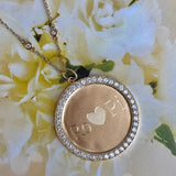 Custom Heirloom White Sapphire Disc Pendant