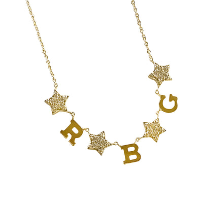 Customized Diamond Star and Gold Initial Necklace
