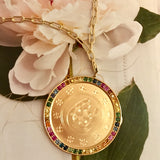 Custom Heirloom Multi Sapphire Disc Pendant
