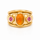 Fire Opal and Pink Sapphire Signature Ring