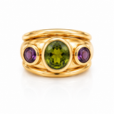 Green Spinel and Purple Tourmaline Signature Ring