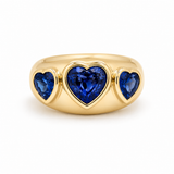 Blue Sapphire Triple Heart Ring