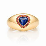 Blue and Pink Sapphire Heart Signature Ring