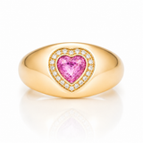 Pink Sapphire and Diamond Signature Heart Ring