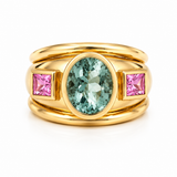 Mint Tourmaine and Pink Sapphire Signature RIng