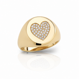 Diamond Heart Signet Ring