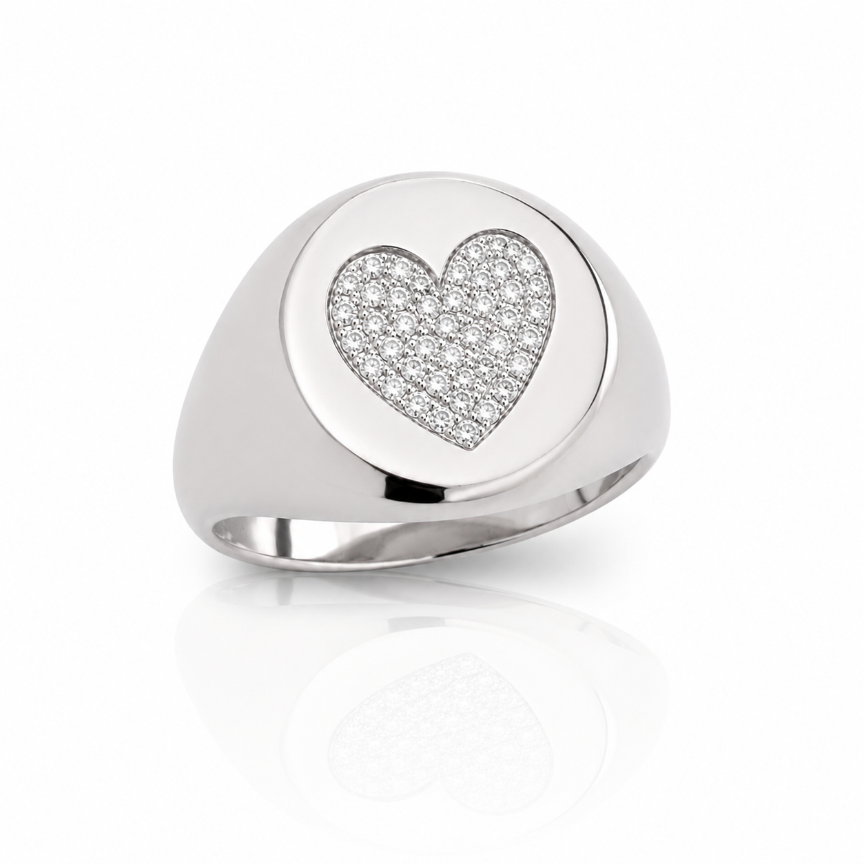 Diamond Heart Signet Ring