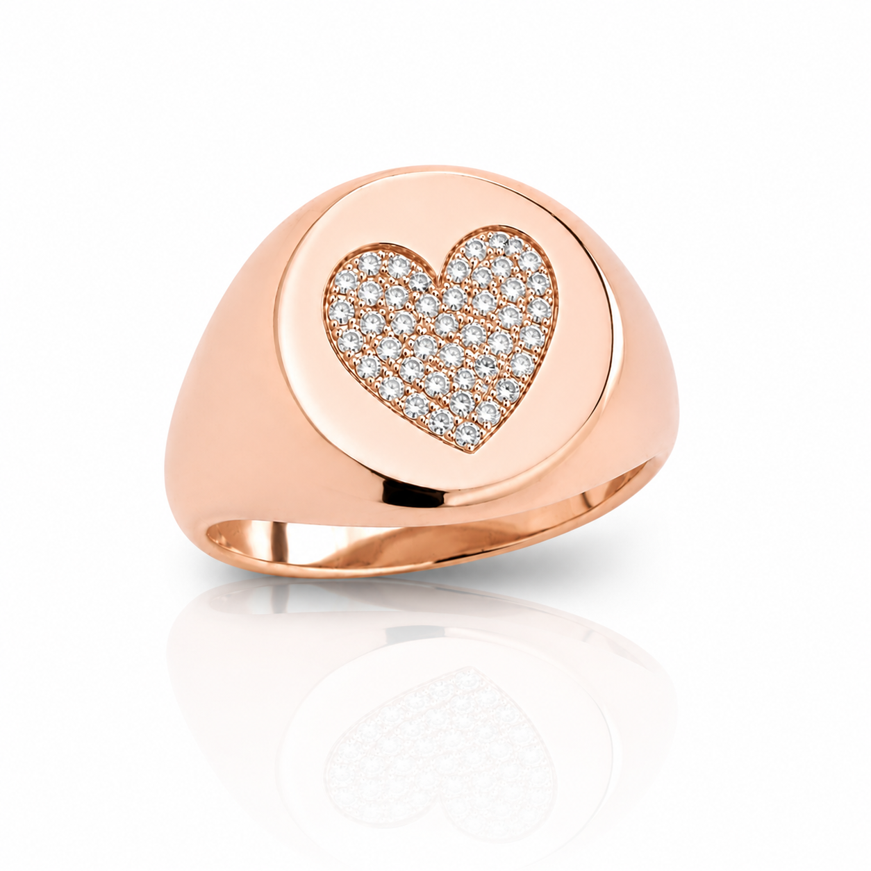 Diamond Heart Signet Ring