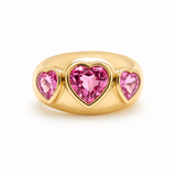 Pink Sapphire Triple Heart Ring