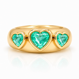 Emerald Triple Heart Ring