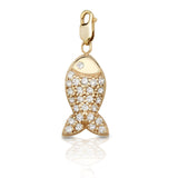14k Gold Diamond Fish Charm