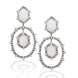 White Sapphire and Moonstone Ruffle Earrings