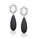White Sapphire and Moonstone Ruffle Earrings