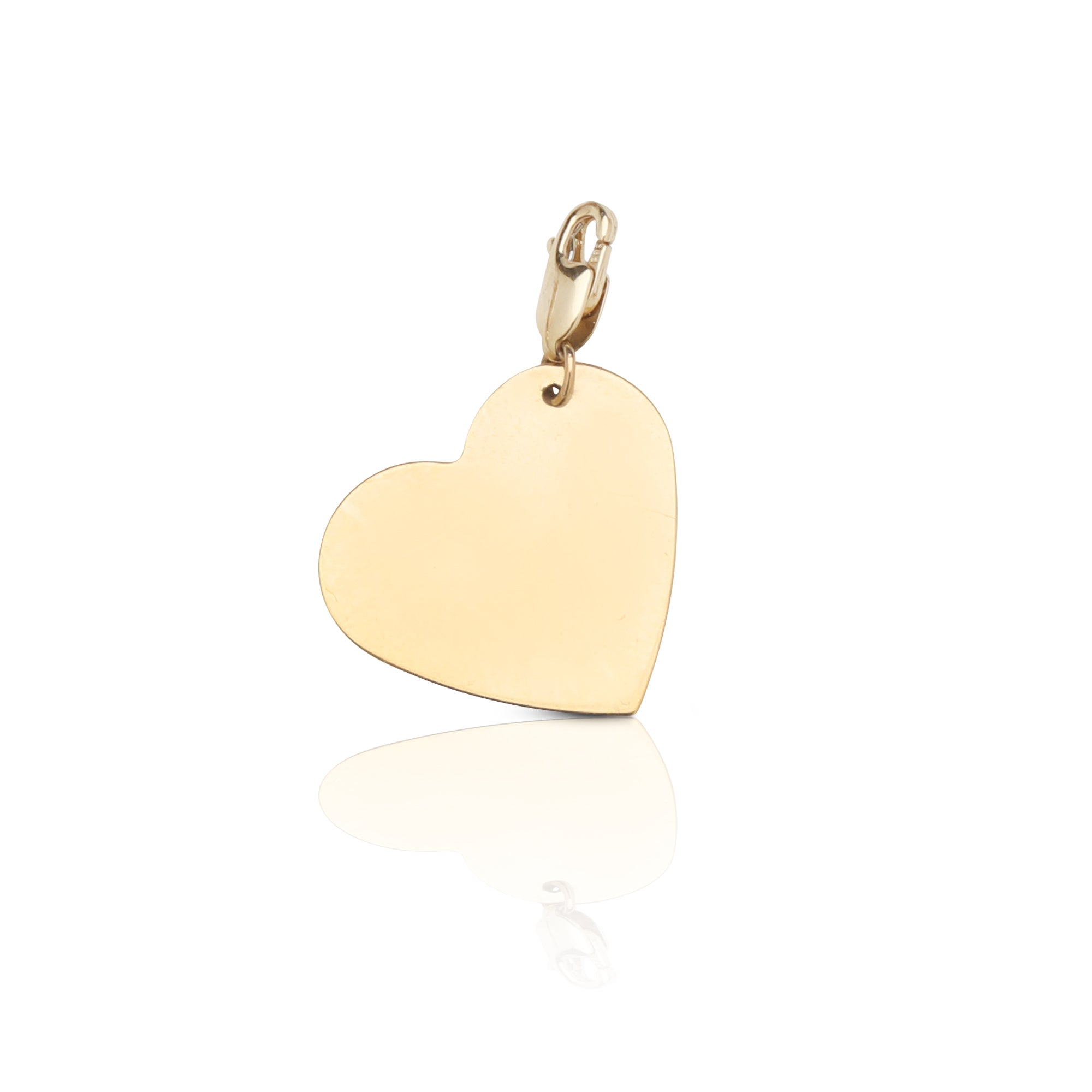 thumbnail image 2 of 14K Yellow Gold Reversible Engravable Heart Tag Charm Pendant - Medium Size, Solid Gold 2 of 6