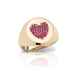 Pink Pave Heart Signet Ring