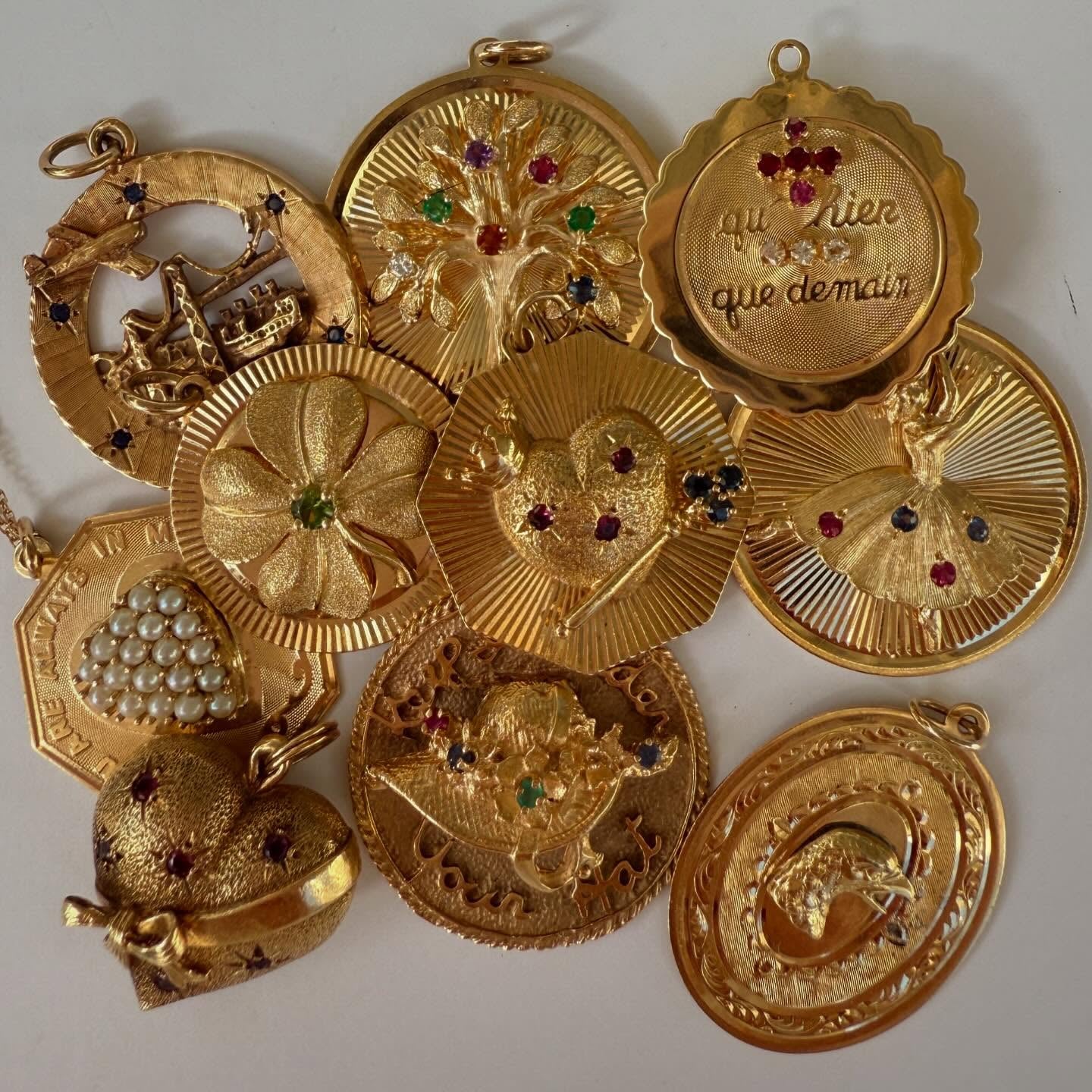 Vintage gold charms and medallions
