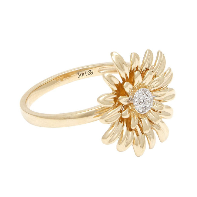 Gold And Diamond Flower Ring