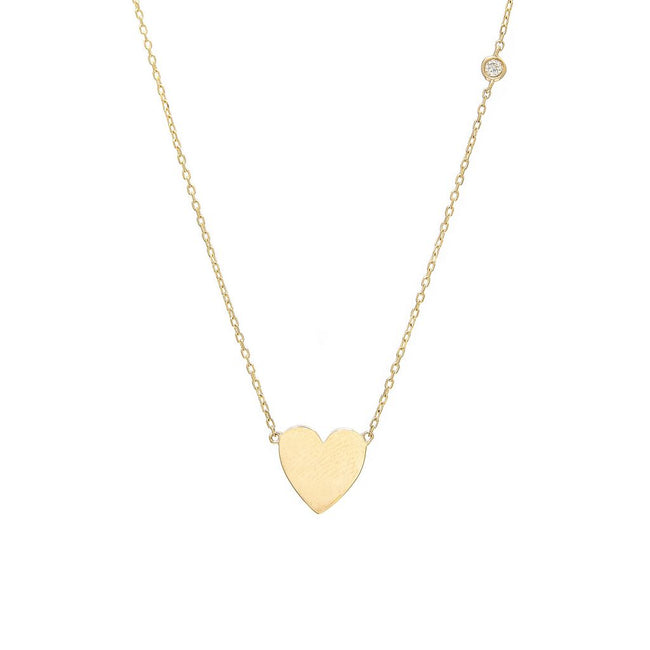 Heart and Diamond Bezel Necklace