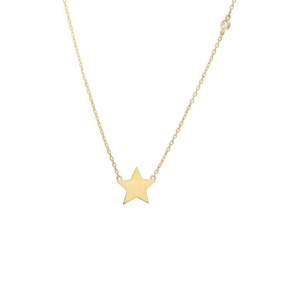 Gold Star and Diamond Bezel Necklace