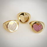 Pink Pave Heart Signet Ring