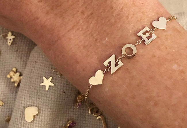 Customized Name Bracelet with 2 Hearts