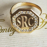 Diamond Octagon Signet Ring