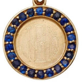 Custom Heirloom Blue Sapphire Disc Pendant