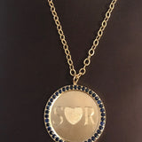 Custom Heirloom Blue Sapphire Disc Pendant