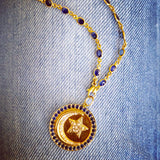 Custom Heirloom Blue Sapphire Disc Pendant