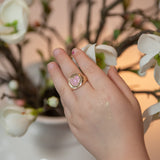 Pink Pave Heart Signet Ring