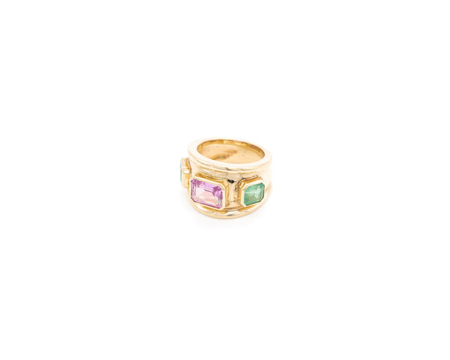 Multi Colored Stone Gold Statement Ring