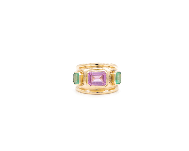 Multi Colored Stone Gold Statement Ring