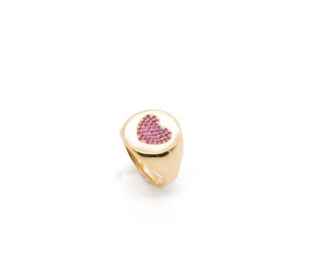 Pink Sapphire Heart Signet Ring