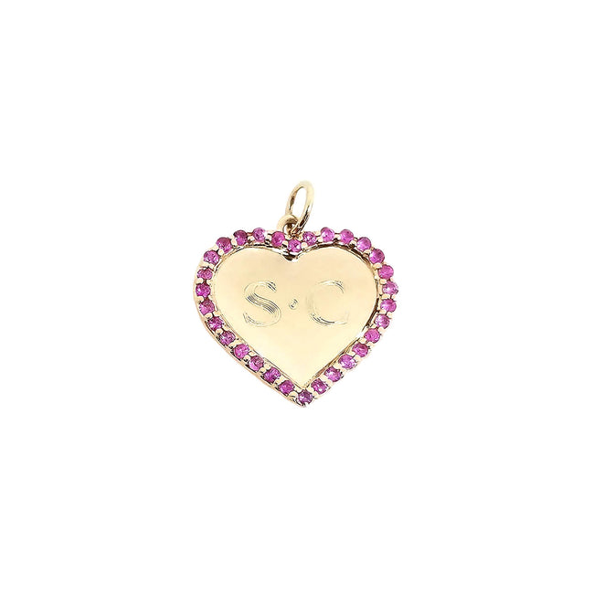 Heart Pendant with Pink Sapphire Border