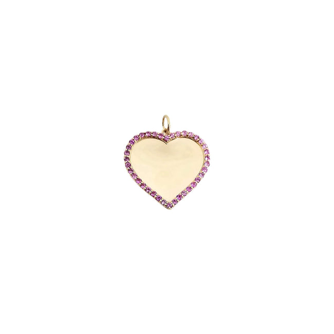 Heart Pendant with Pink Sapphire Border