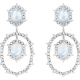 White Sapphire and Moonstone Ruffle Earrings