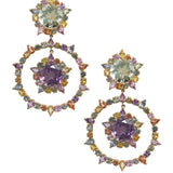 Ruffle Set Multi Sapphire Earrings