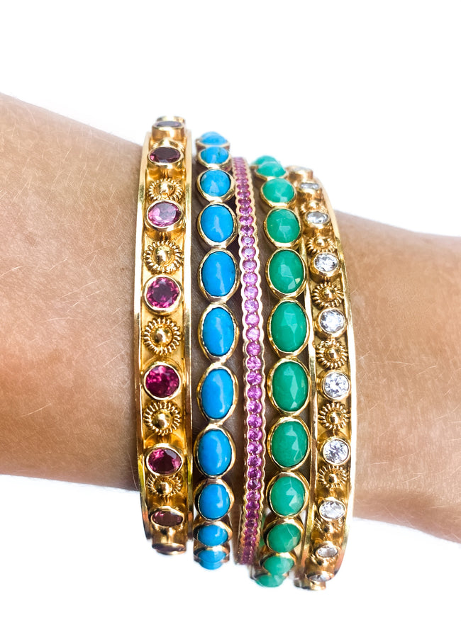 Gold And Stone Bangle Stack