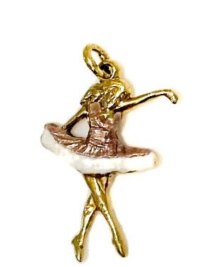 Vintage Gold and Enamel Ballerina Charm