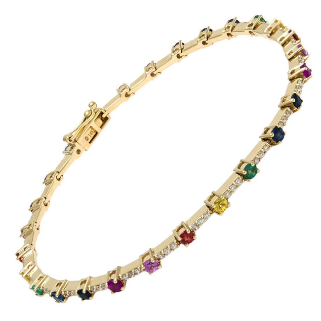 Rainbow Multi Stone and Diamond Bracelet