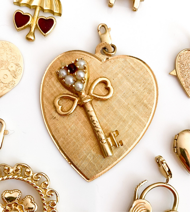 Vintage Gold Key To My Heart Charm